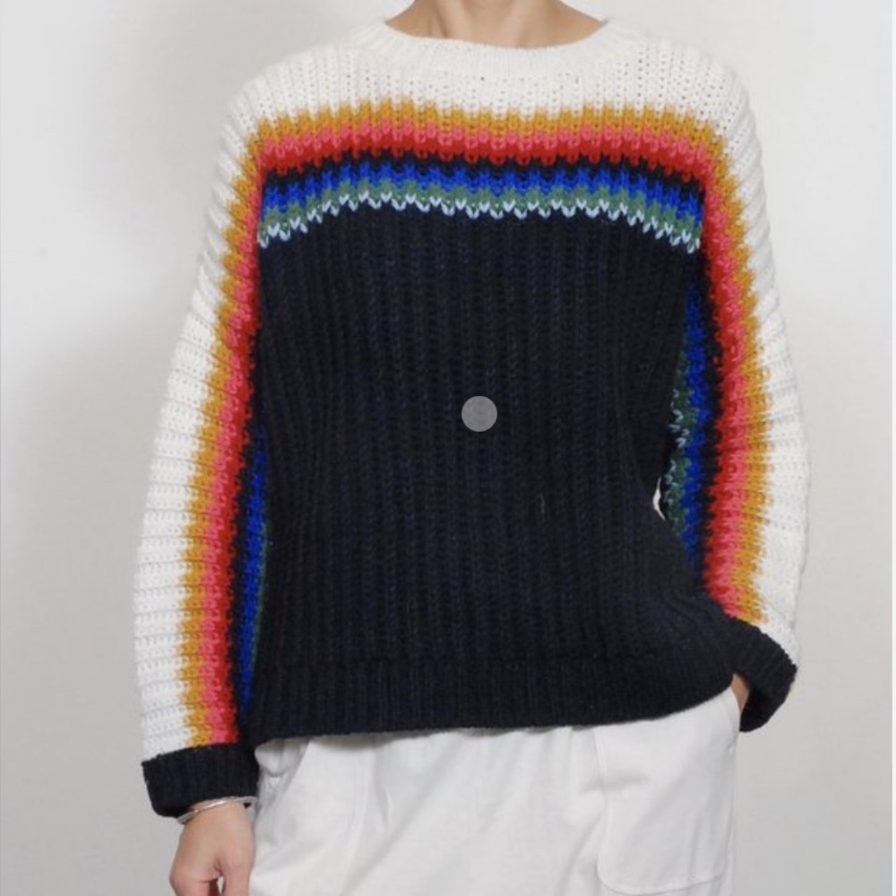 XiRENA Rainbow Stripe Crew Neck Sweater